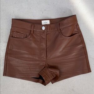 Wilfred High Waist Brown Leather Shorts